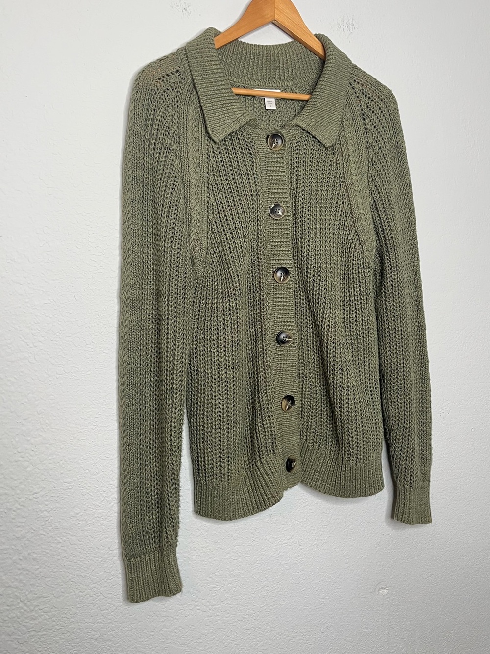 Garnet Hill green cardigan